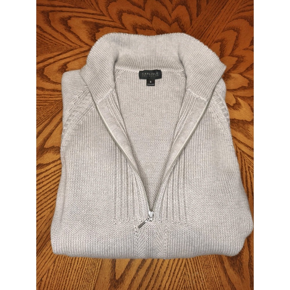 Carlise Cotton Cashmere Quarter Zip Cable Knit Tunic Sweater Small - Picture 4 of 9